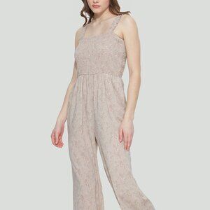 Dex Cottagecore Jumpsuit Floral Smocked Top Wide Leg Comfortable Jumpsuit Size M